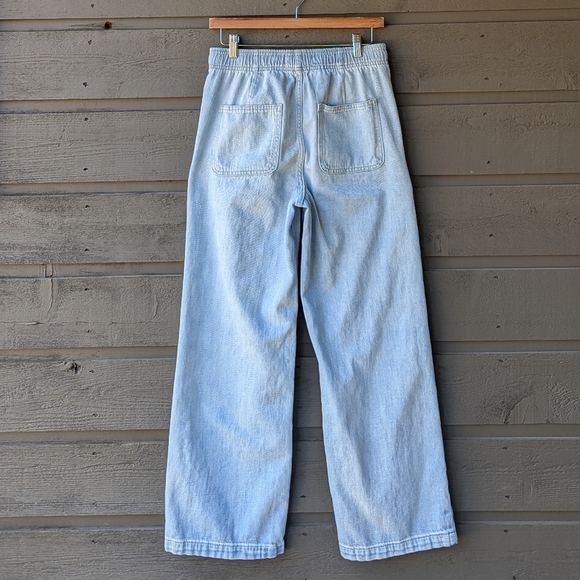 GAP Denim High-Rise Wide Leg Jeans Elastic Waist Size XS Light Wash Denim - Picture 3 of 8